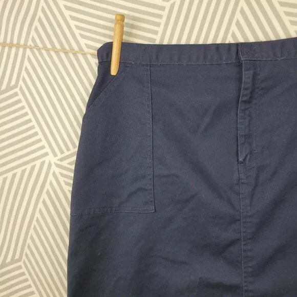 Dickies Chino Long Carpenter Skirt Size 21 16 XL Navy Blue Slit Modest Uniform - Picture 3 of 8